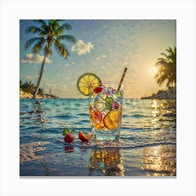 Tropical Cocktail On The Beach Canvas Print