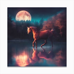 Unicorn In The Moonlight Canvas Print