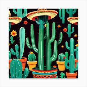 Mexican Cactus Pattern 5 Canvas Print