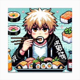 Pixel Art Sushi Canvas Print