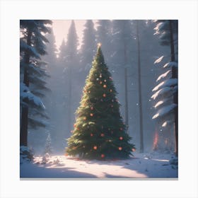 Christmas Tree In The Forest 124 Canvas Print