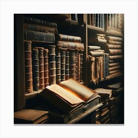 Old Books In The Library Canvas Print