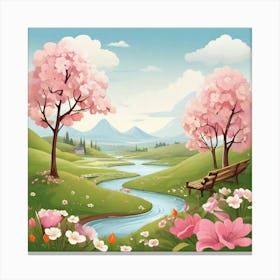 Cherry Blossoms In Spring art print Canvas Print