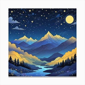 Celestial Milky Way Above A Desert Landscape Art (3) Canvas Print