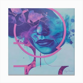 Pink and blue surreal woman portrait Canvas Print