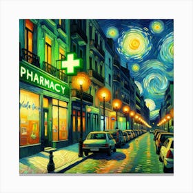 Pharmacy City Night Van Gogh Canvas Print