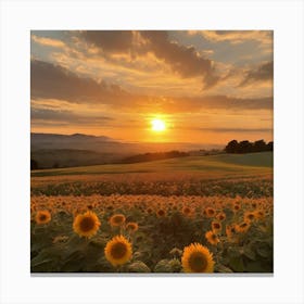 Sunflowers At Sunset Canvas Print