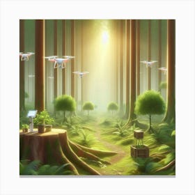 Drones In The Forest 3 Canvas Print