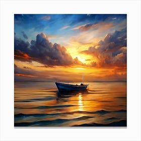 Boat At Sunset Canvas Print