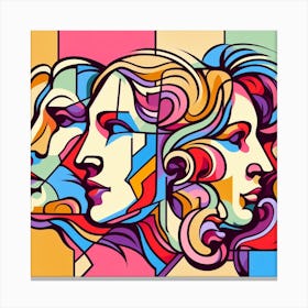 Three Women'S Heads Canvas Print