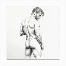 Nude Male Back nude painting, sexy butt Canvas Print