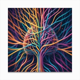 Colorful Brain With Colorful Wires Canvas Print