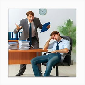 Businessman Sleeping In Office Canvas Print