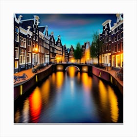 Amsterdam Canal At Night Canvas Print