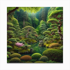 Japanese temple garden Canvas Print