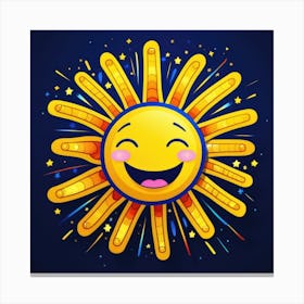 Lovely smiling sun on a blue gradient background 21 Canvas Print