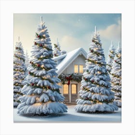 Christmas House In The Snow 1 Canvas Print