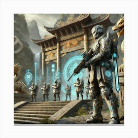 A Dramatic Scene Depicting The Guardian Protocols Canvas Print