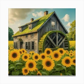 Sunflowers In The Field Canvas Print