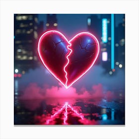 Flux Dev A Glowing Neon Heart Suspended In A Dark Futuristic C 0 Canvas Print