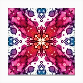 Abstraction Blue Red Watercolor Flower Four Leaf Clover 2 Canvas Print