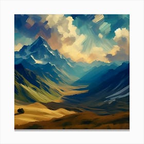 An Illustration Of A Mountain In The Style Of Impressionism With A Wide Aspect Ratio 1 Canvas Print