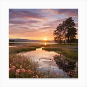 Sunrise Over A Loch Canvas Print