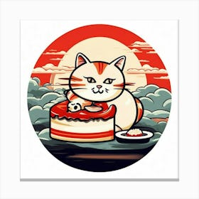 Cat With Cake 1 Canvas Print