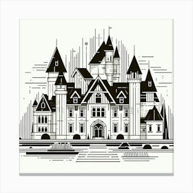 Castle In Black And White Canvas Print