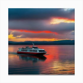 Sunset On A Ferry 9 Canvas Print