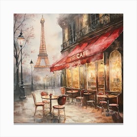 Romantic Paris Cafe 10 Canvas Print