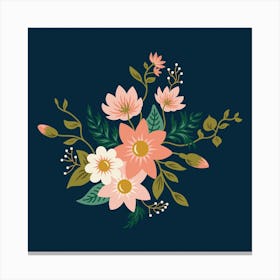 Peach Flowers Square Canvas Print