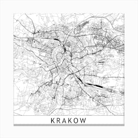 Krakow Map Canvas Print