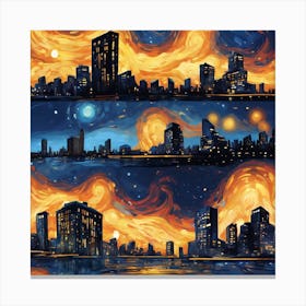 Modern Cityscape Transformed Into A Van Gogh Inspired Masterpiece (4) Canvas Print