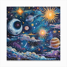 Planets In The Sky Canvas Print