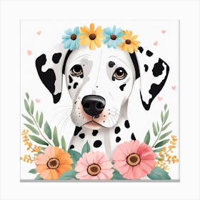 Floral Baby Dalmatian Dog Nursery Illustration (11) Canvas Print