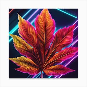 Neon Leaf Canvas Print