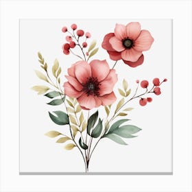 Pink Flowers On A Black Background 1 Canvas Print