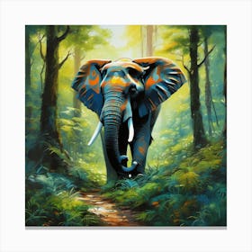 Elephant In The Forest Canvas Print