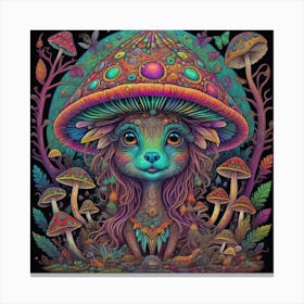 Psychedelic Mushroom Girl Canvas Print