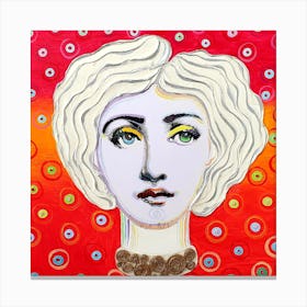 Lady - hair - red - retro - collage Canvas Print
