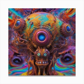 Psychedelic Biomechanical Freaky Wierdo From Another Dimension With A Colorful Background 5 Canvas Print