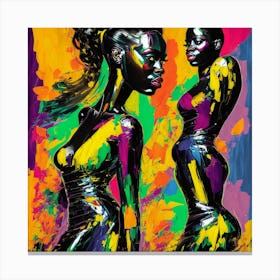 Two Women In Bright Colors Canvas Print