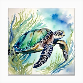 Watercolor Sea Turtle Canvas Print