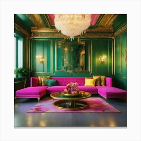 Futuristic Beautiful French Mansion Interior Sitti (2) Canvas Print