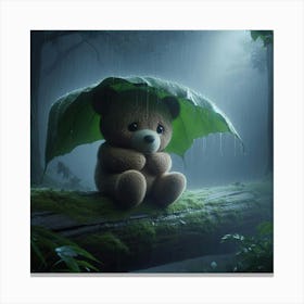 Teddy Bear In The Rain Canvas Print