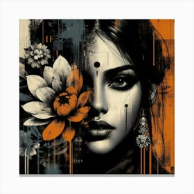 Indian woman Wabi-Sabi Art v3 Canvas Print