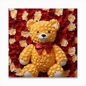 Teddy Bear With Roses 2 Canvas Print