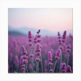 A Serene Field Of Blooming Heather In Soft Purple Tones Canvas Print