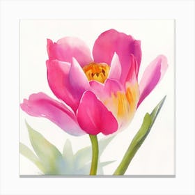Tulip Rose Painted In Watercolor 0 Canvas Print